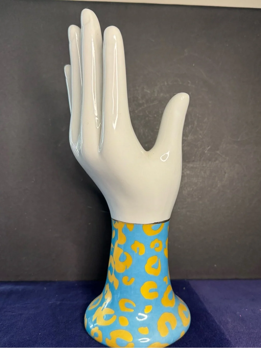 Reflections Godinger & Co Ceramic Ring Display Blue Gold Cheetah Vintage